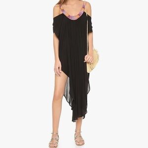 Mara Hoffman xs small new coverup beach Multicolor Beaded Swim dress black pink